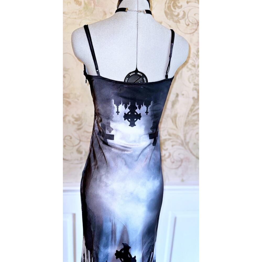 Dolls Kill Widow The Devil Decides Graveyard Midi Cami Dress XS Whimsigoth Punk - Picture 14 of 16